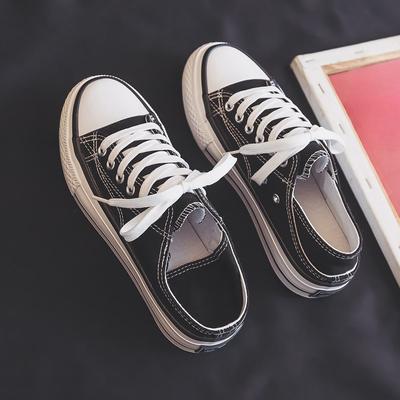 Весенние парусиновые туфли на толстой подошве, увеличивающие высоту, тапочки на полукаблуке, универсальные повседневные туфли для ленивых Tide