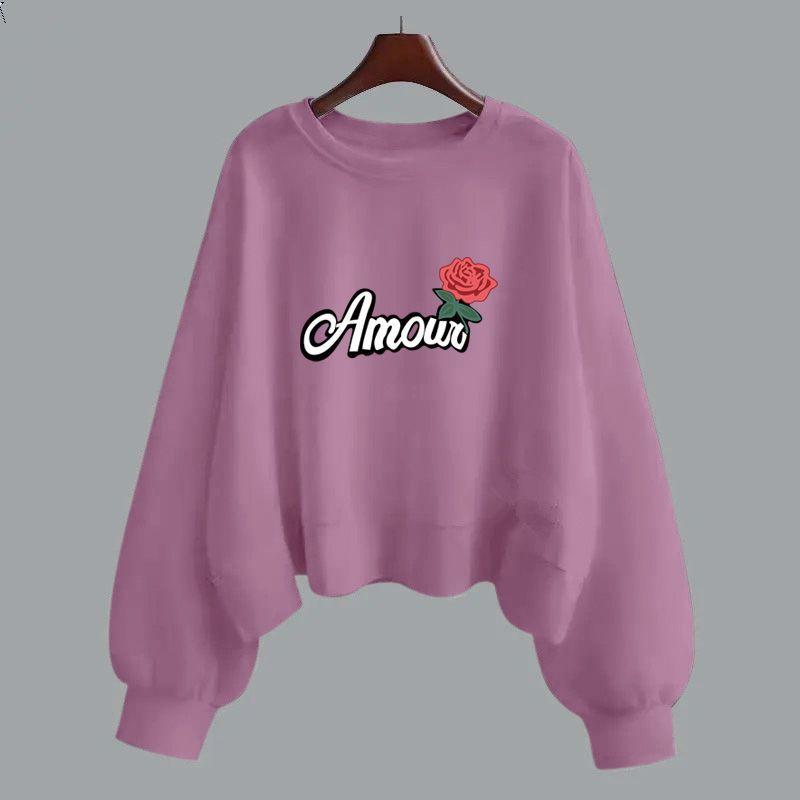 Фиолетовая хлопковая толстовка с капюшоном женская на весну и осень с длинными рукавами, корейская версия, с круглым вырезом, свободная, свободная, сентябрьский школьный сезон, ранняя осень, женская одежда