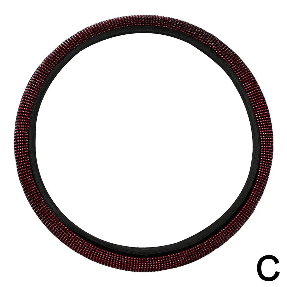 Универсальный 38 см Чехол на руль автомобиля из ПУ кожи с кристаллами Внутренние блестящие аксессуары Защитник Алмаз R2O3