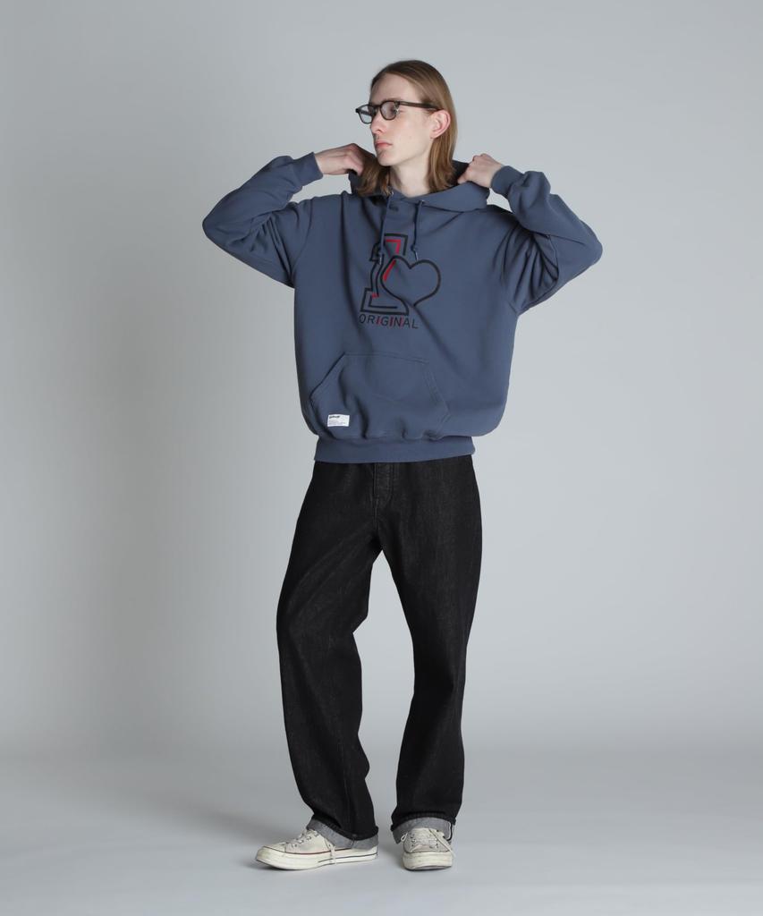 Schott Original Heart Hooded Sweatshirt, Men's, XL (120), Navy, 782-4231002