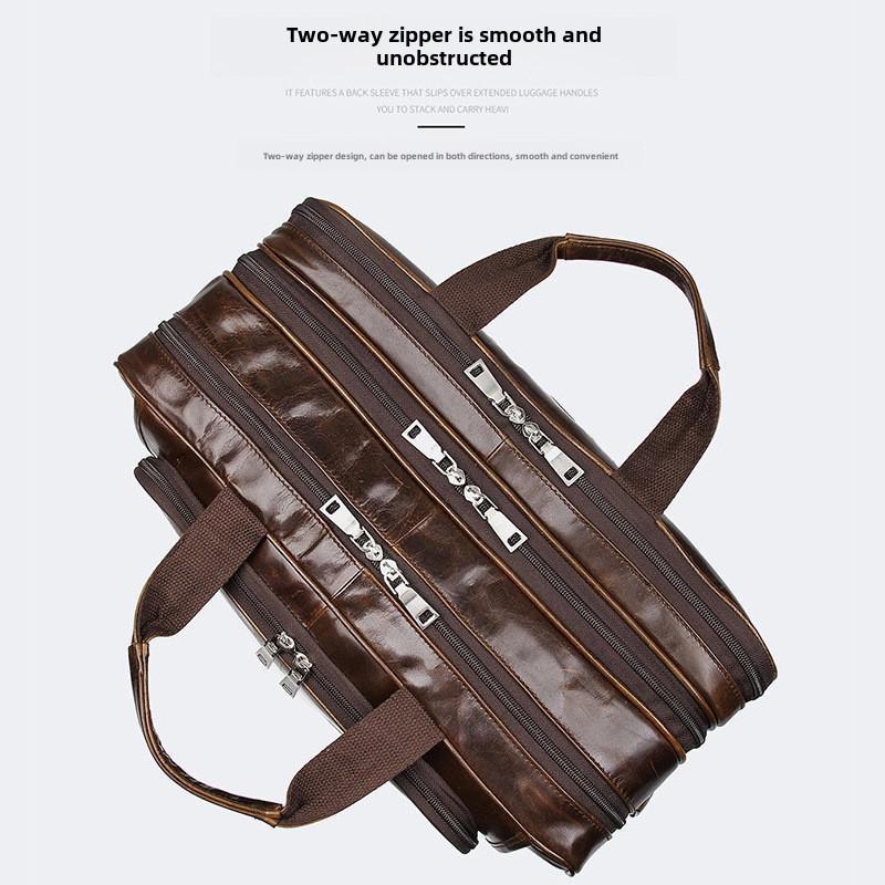 Мужской деловой портфель Jiameida Retro из натуральной кожи - большая вместительная сумка для ноутбука