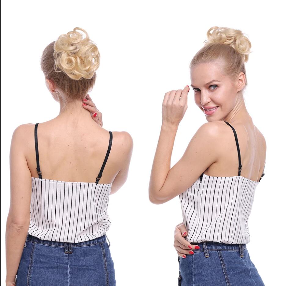 100% настоящие человеческие волосы, вьющиеся пончики, шиньон, кольцо, наращивание волос, шиньон