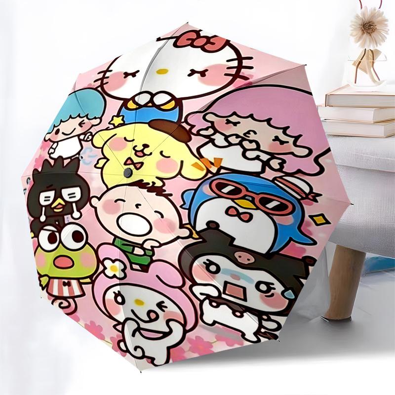 1pc Hello Kitty & Friends Automatic Opening Folding Umbrella - 8 Bone Iron Frame, Portable Design for Outdoor Use, Perfect Gift for Fans, Travelers, E