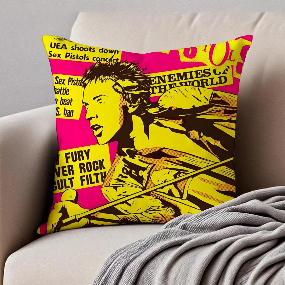 Punk British Rock Band SSex PPistols Cushion Cover Pillowcase Antidustmite Invisible Zipper Short Plush Sofa Cushion