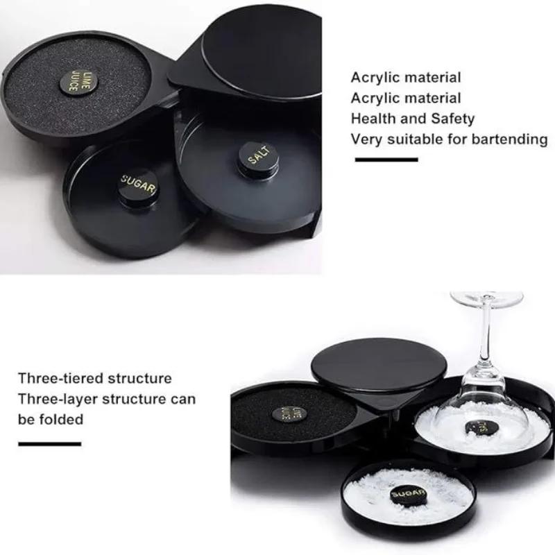 3 Tier Glass Rimmer Salt Rim Box for Cocktails Margarita-Salt Rimmer Sugar Rimming  Home Lime Juice Sugar Bar Rimming Station