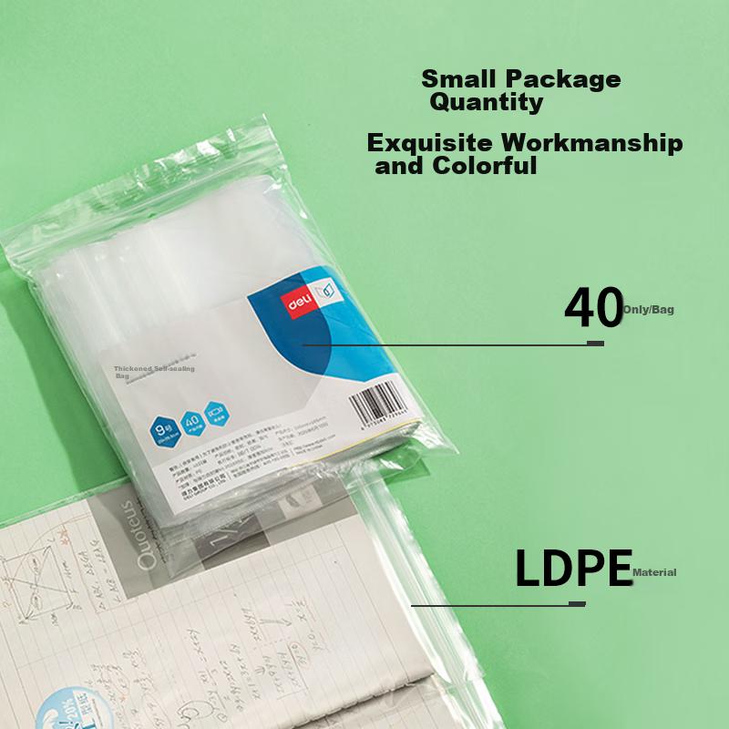 Deli (Deli) Food Self-Sealing Bags, Size 9, 20*26.5cm, B5 Paper Size, Waterproof Storage, 40 Pieces Per Pack (With Labels), 19255