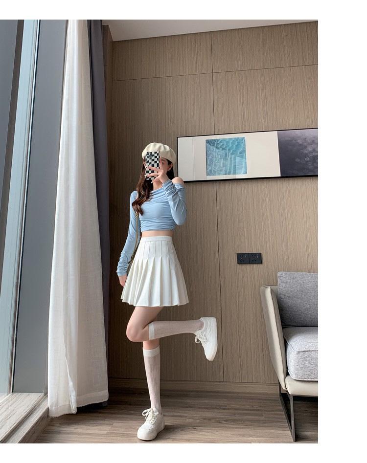 Новая женская плиссированная миди-юбка: Слимминг, Высокая талия, Дышащий, Эластичная талия, с карманами.