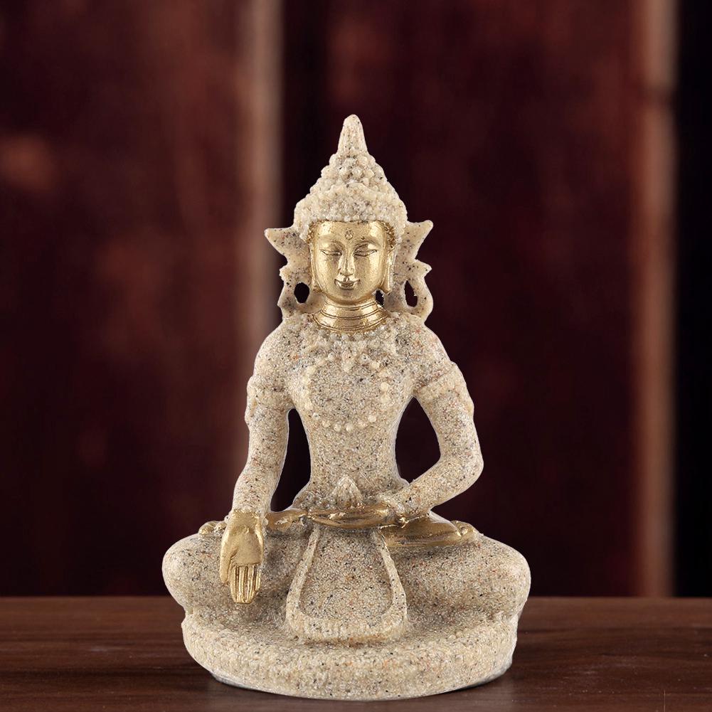 Медитирующая статуя сидящего Будды, резьба, фигурка, ремесло, украшение для дома (Б Золото)