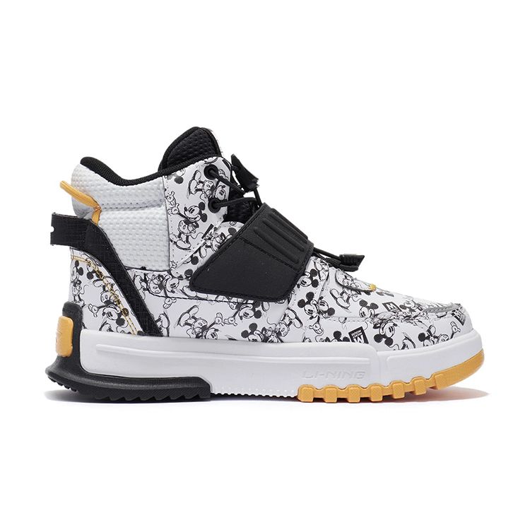 Кроссовки Disney X Li Ning Unrestrained High-Top для бега, детские кроссовки, черные, белые, YKCR172-15