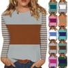 Long Sleeve Shirts For Women Cute Print Graphic Tees Blouses Casual Plus Size Basic Tops Pullover Color Blocking