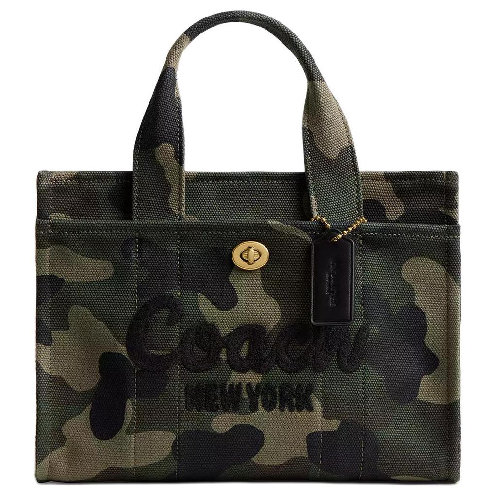 Coach Cargo Tote Bag, Camo Canvas Embroidered Logo Turnlock Women's Crossbody Handbag, Casual Daily Travel Shopping CY843-B4EZ