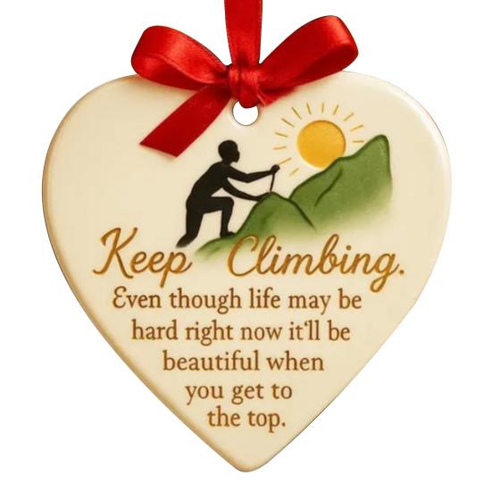 Keep Climbing Heart Ornament Inspirational Heart-Shaped Rock Climb Hanging Ornament for