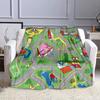 Colorful City Map with Roads and Buildings Patterned flannel blanket perfect for the bedroom living room, sofa, or a little nap