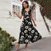 Women's Casual And Fashionable Floral Print V-Neck Sleeveless Dress Sleeveless Dress