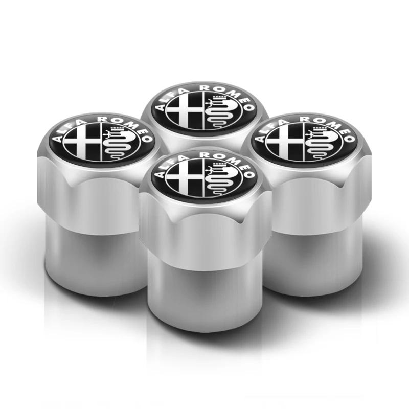 Car Stickers For Alfa Romeo for 3D Metal Tire Valve Caps Car Tyre Air Stems Cover For Alfa Romeo Giulia Stelvio Giulietta 156 1