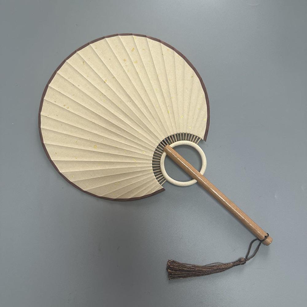 Vintage DIY Xuan Paper Fan Classical Round Fan Portable Hand Painted Fan  Painting