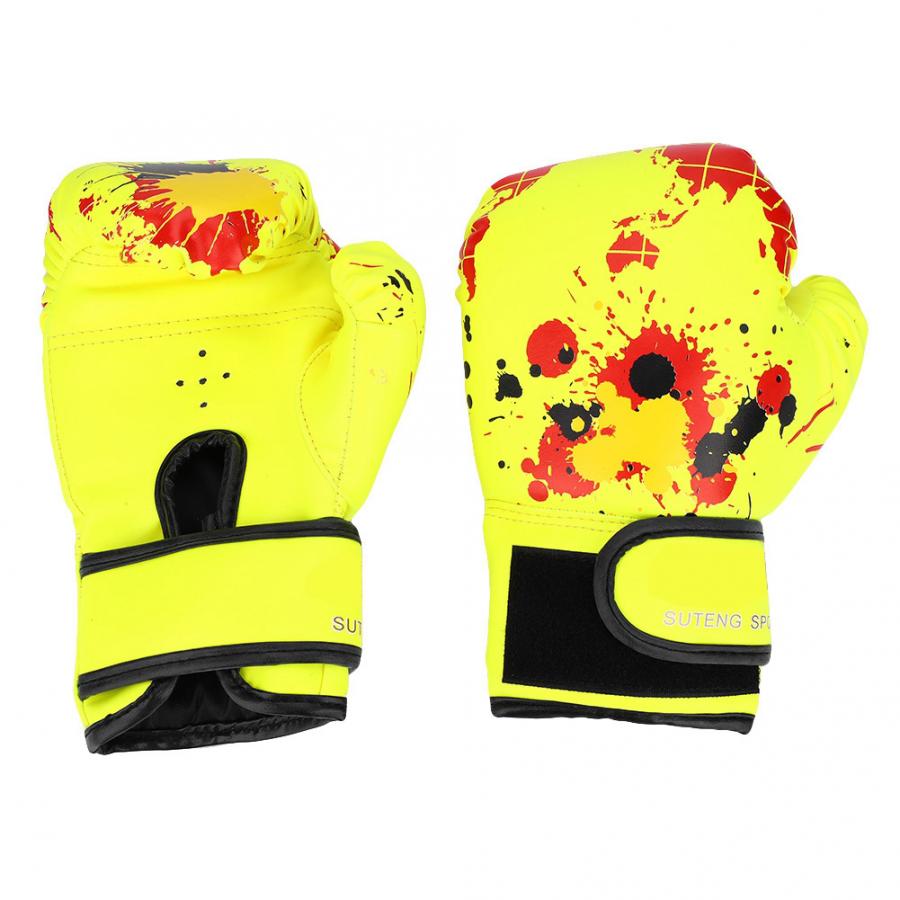 Children Boxing Gloves Mesh Breathable PU Leather Flame Gloves Punch Training Fight Mitts Children Grappling Gloves
