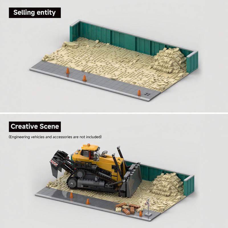 MOC City Engineering Modular Street View Construction Site Display Stand Model Building Blocks DIY Assembly Children's Toy Gift