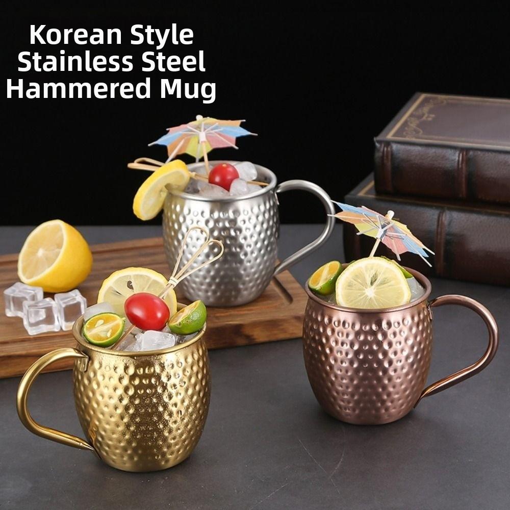 Bar Tool Hammer Pattern Moscow Mule Mug 520ml Retro Stainless Steel Cup Elegant Large Capacity Drinking Cup Bar