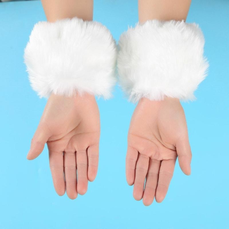 Faux Furs Cuffs Furry Wrist Bands Leg Warmers Wrist Cuffs Warmer Boot Cuffs for Women Party Cosplay Costumes Accessories