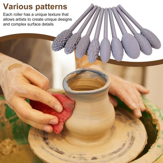 9 шт./набор текстурных инструментов для лепки из глины, овальных текстурных палочек, набор для моделирования и моделирования узоров для начинающих и профессионалов