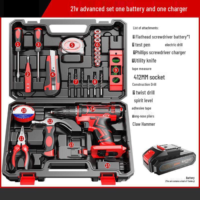 Cordless Multifunctional Drill Set: Electrician & Carpenter Repair Kit with Lithium Battery