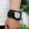Retro Punk Pointer Watch Leather Wide Belt Strap Adjustable Gift Black