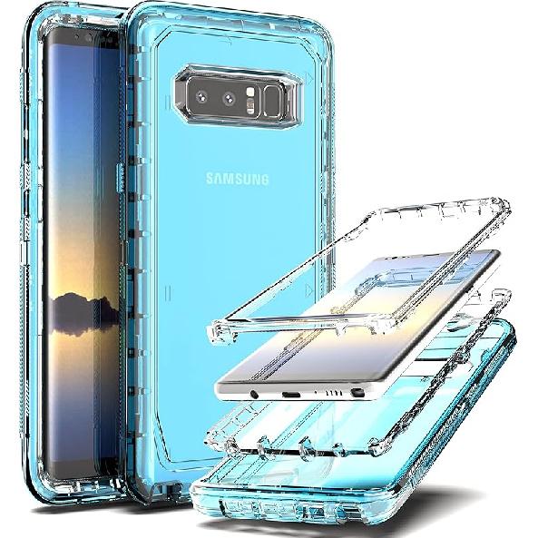YmhxcY Case Compatible with Galaxy Note 8,Drop 3 Layer Durable Cover (No Screen Protector) Solid Rubber Case / 16ft Test Clear Case-Transparent
