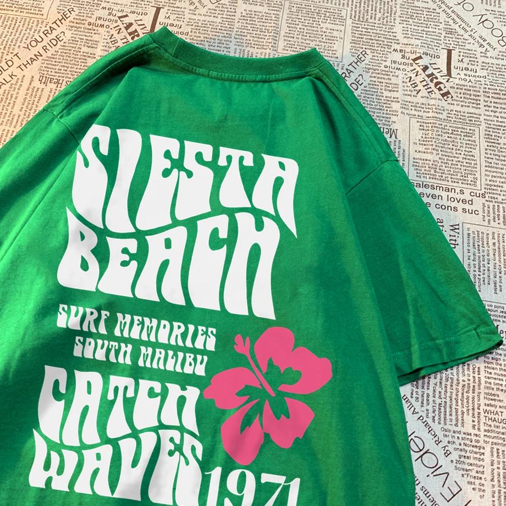 Siesta Beach Catch Waves 1971 Man Women T Shirt Brand Quality Short Sleeve Oversize Hip Hop T-Shirt Crewneck Cotton Loose Tops