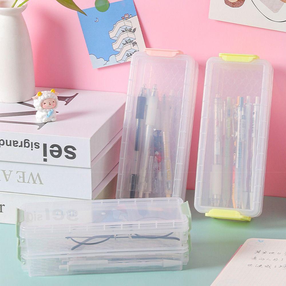 Multi-function Transparent Double-layer Pencil Case Desktop Storage Box Stationery Box Glasses Case