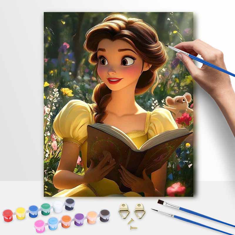 Disney Oil Painting Art Painting Set Enchanted Book Belle Home Wall Decor Handmade Gift for Her