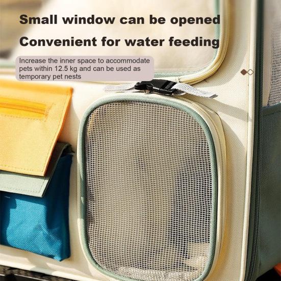 Yousheng Large Cat Carrier Portable Feeding Window Pet Traveling Carrier Breathable Cat Backpack Carrier with Snack Pockets Cat Nest Carrying Bag