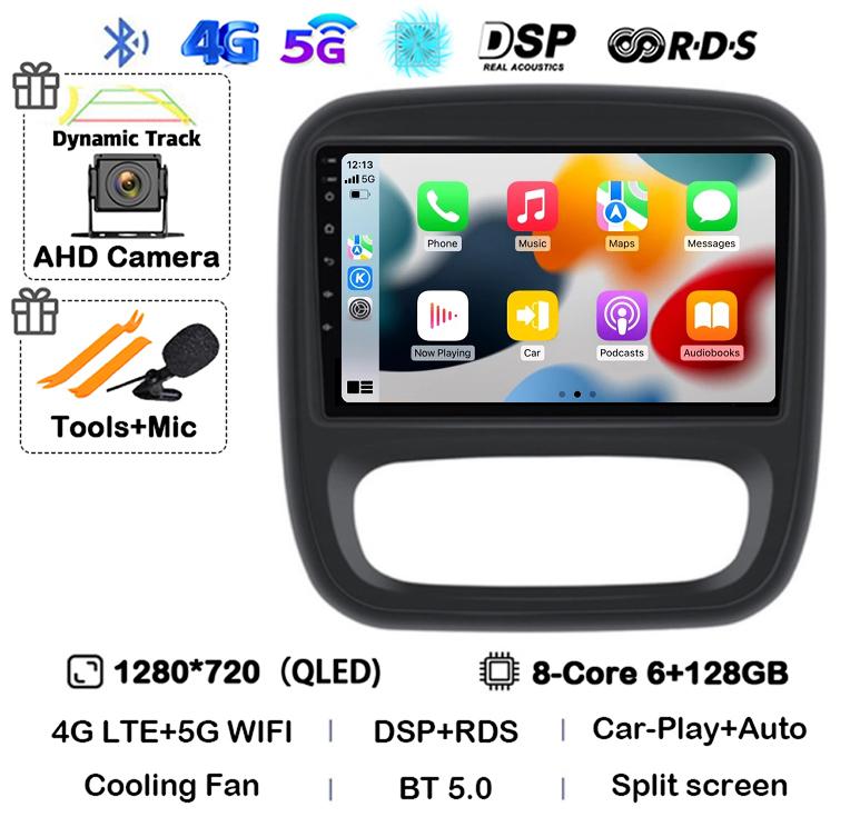 Android 14 Carplay Auto для Renault Trafic 3 2014-2021 Opel Vivaro B 2014-2018 BT Авторадио GPS Мультимедийный Плеер Стерео WIFI+4G