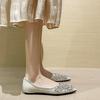 Plus Size 35-43 Women Rhinestone Ballet Shoes Summer Glitter Flats Ladies Dress Pointed Toe Loafers Ladies Soft Soled Moccasins