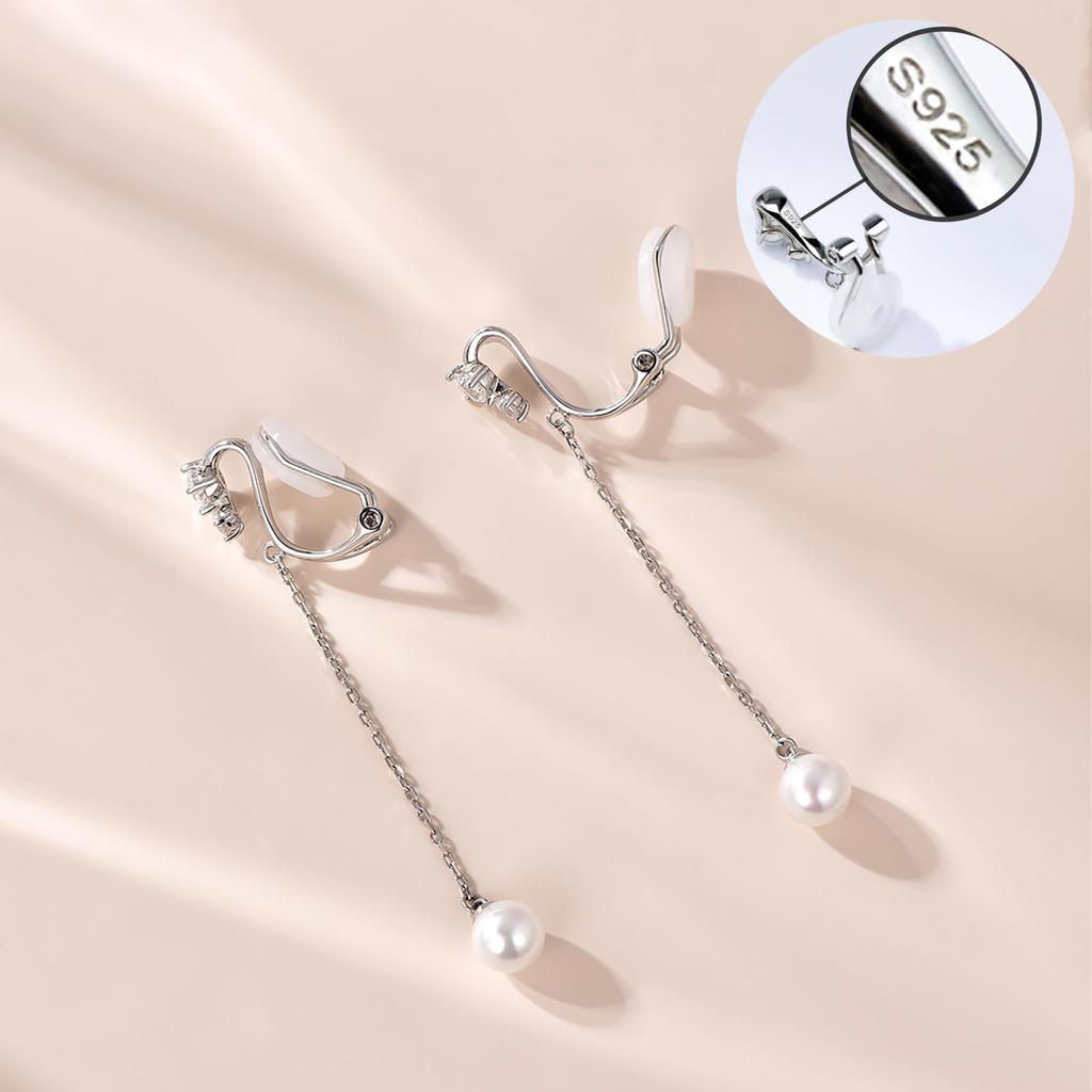 Pearl Earrings for Silver June School Entrance Graduation Gift for Women In Their and Jewelry FH.bird Women, Swinging, Wedding, Hypoallergenic, 925,