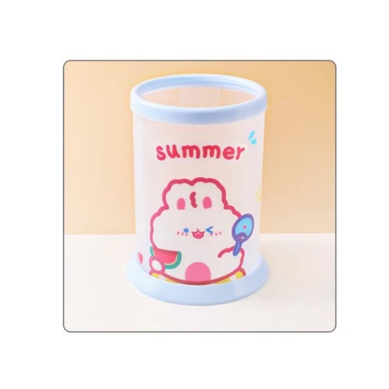 1 шт. Kawaii круглый держатель для ручек офисные канцелярские принадлежности пластиковый настольный органайзер милый органайзер для хранения школьные принадлежности для детей съемный