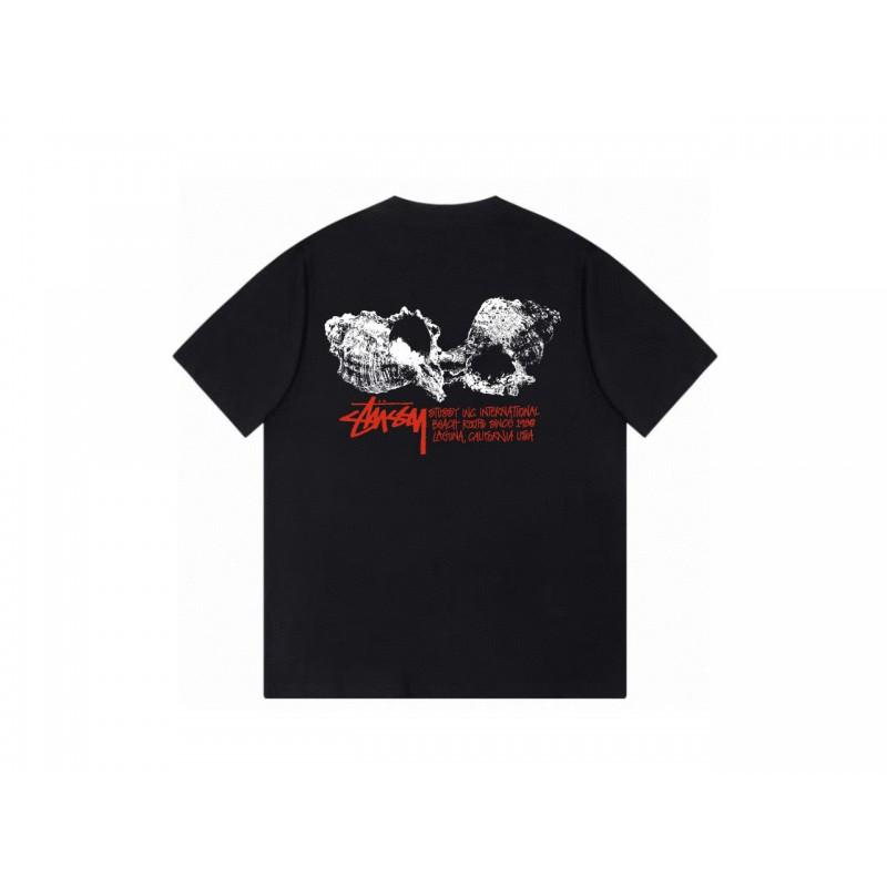 Футболка Stussy с коротким рукавом для подростков Свободный крой Хлопок 270 г Круглый вырез Повседневная одежда
