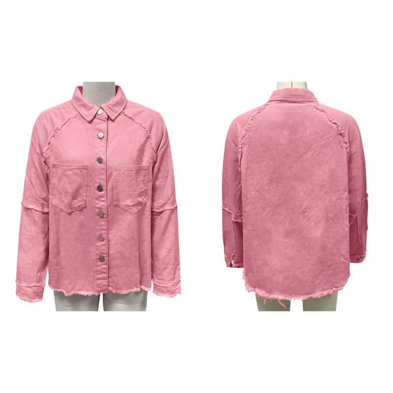 YYFS Осенняя женская джинсовая куртка с длинным рукавом, свободная куртка миди с необработанным краем