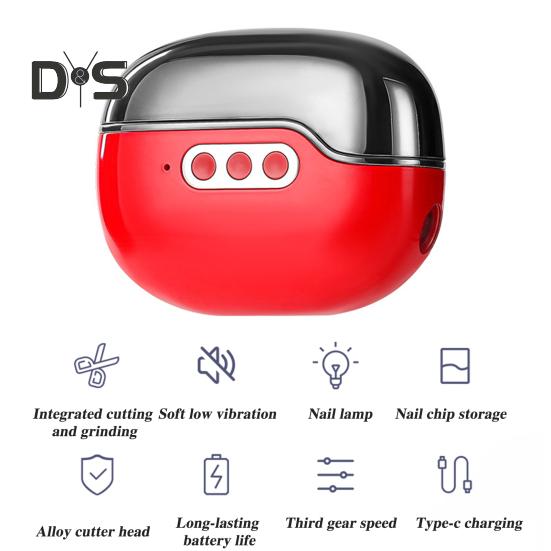 Электрическая машинка для стрижки ногтей, полировщик с УФ-лампой, 3-скоростная, регулируемая, USB-зарядка, 2-в-1, автоматическая пилка для ногтей для детей, взрослых, пожилых людей, маникюр