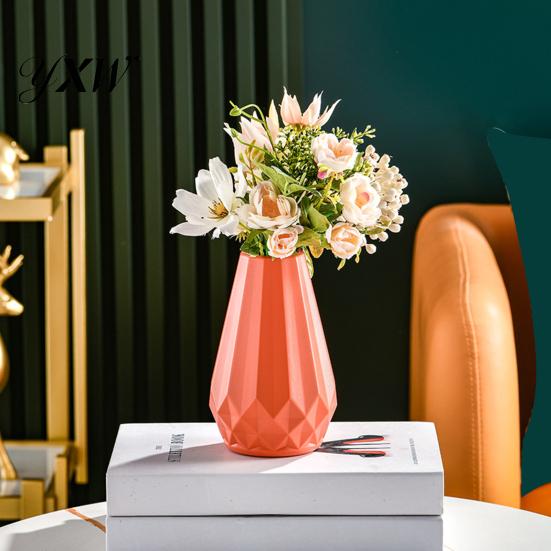 Plant Vase Flower Geometric Design Holder Smooth Surface Floral Container Stylish Nordic for Table Home Decoration
