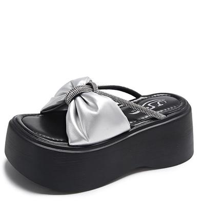 Модные тапочки на платформе, сандалии, женские тапочки с бантом на толстой подошве, женские шлепанцы на толстой подошве, новые летние повседневные пляжные шлепанцы Zapatos Mujer