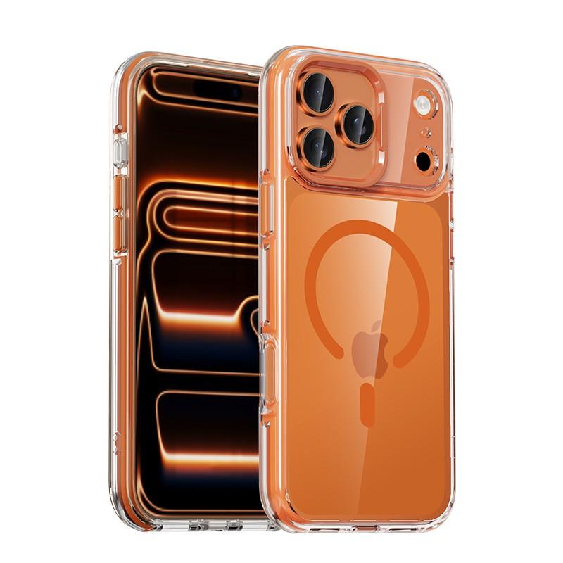 Transparent Magnetic Phone Case IPhone 17 Pro Max With Metal Camera Ring Shockproof TPU Cover Compatible MagSafe
