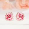 Huitan Romantic Pink Flower Stud Earrings for Women Modern Graceful Piercing Party Zircon Exquisite Temperament Accessories Hot