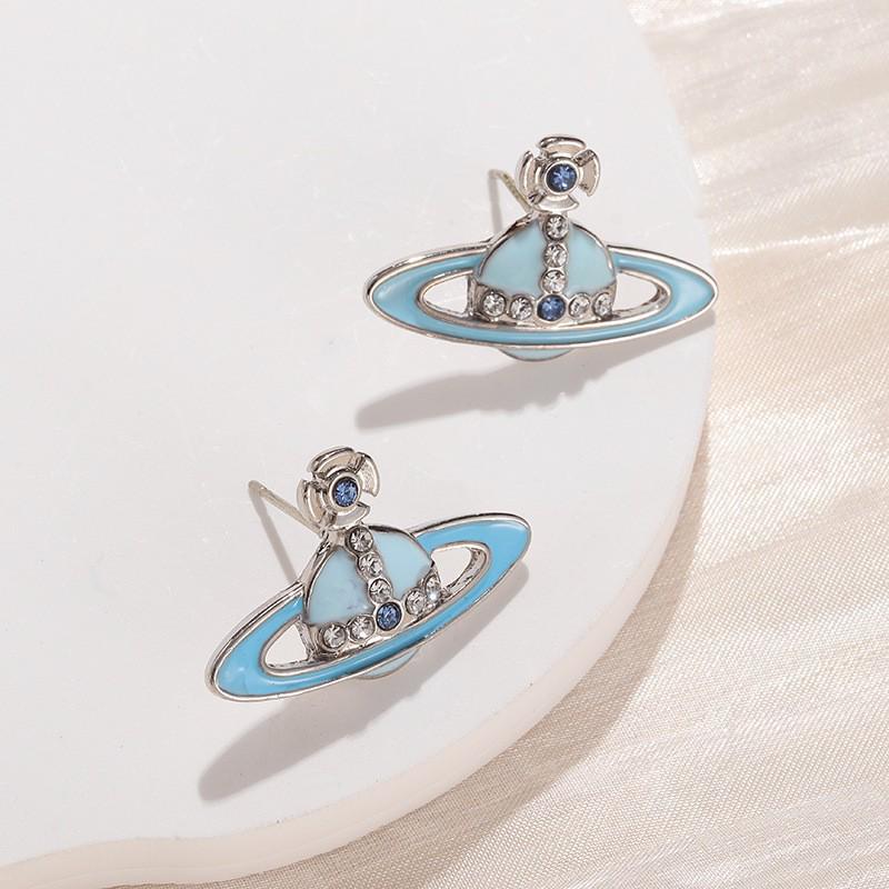 Серьги-пусеты Эмаль Сатурн Жемчуг Императрица Цыси - Уникальные Высококлассные Серьги-пусеты для Светских Львиц