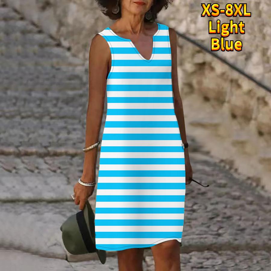 Женское летнее платье в полоску зебры с v-образным вырезом, повседневное модное платье без рукавов, повседневное свободное сексуальное платье размера плюс XS-8XL
