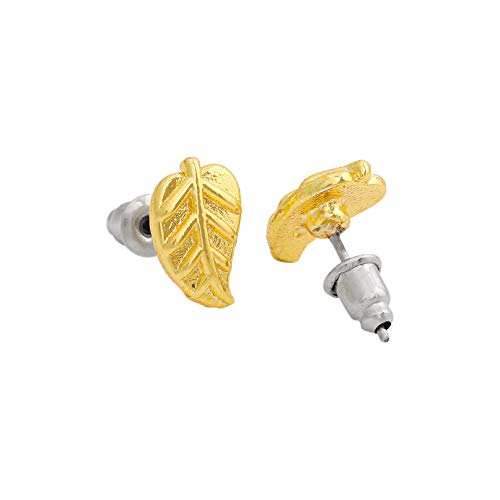 Gehena от Estele — золотистые серьги-гвоздики для женщин с листьями ивы