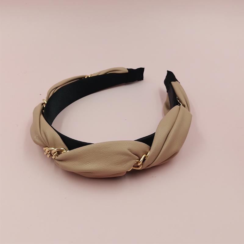 Cross-border New Color Matching Plaid Twist Chain High-end Metal Feeling Handmade Geometry Wires Fashion Women's 13CM Headband