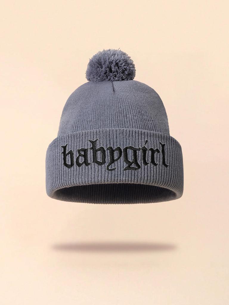 Autumn And Winter Thin Knitted Hat Men'S And Women'S Embroidered Wool Cold Hat Student Shopping Sweet Cute Pullover Hat