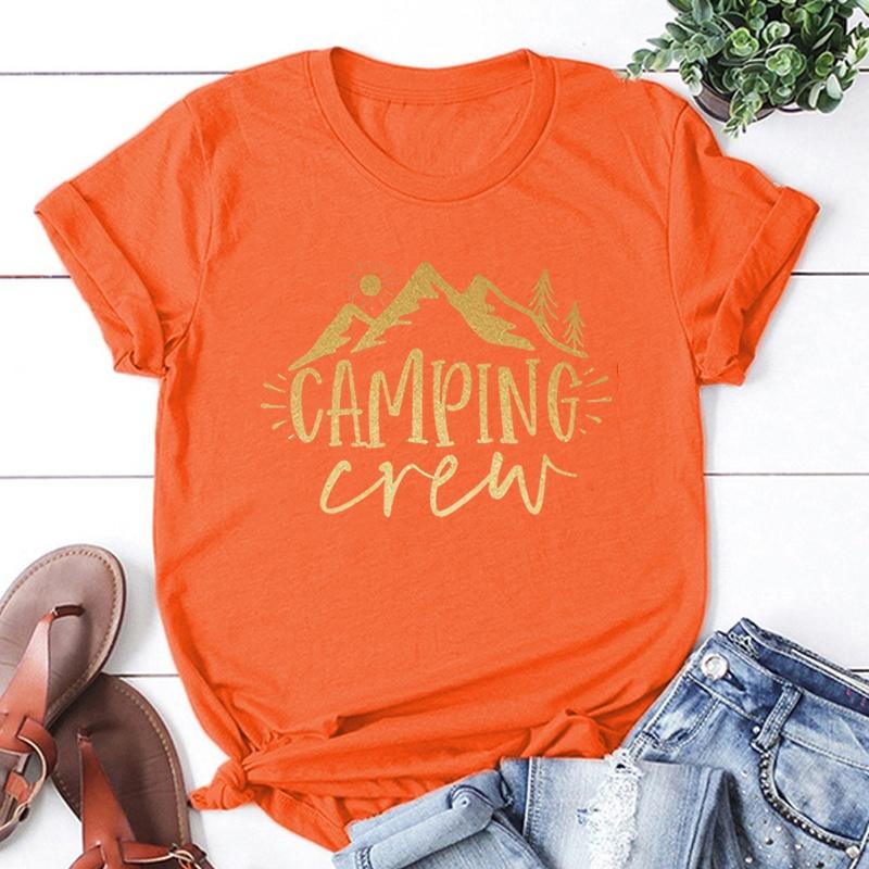 Забавная футболка с принтом «Команда для кемпинга», летняя футболка для кемпера, женская, мужская, с коротким рукавом, свободная