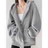 Women Spring Loose Hooded Sweatshirts Zipper Cardigan Long Sleeved Hoodie Autumn Female Outerwear Top